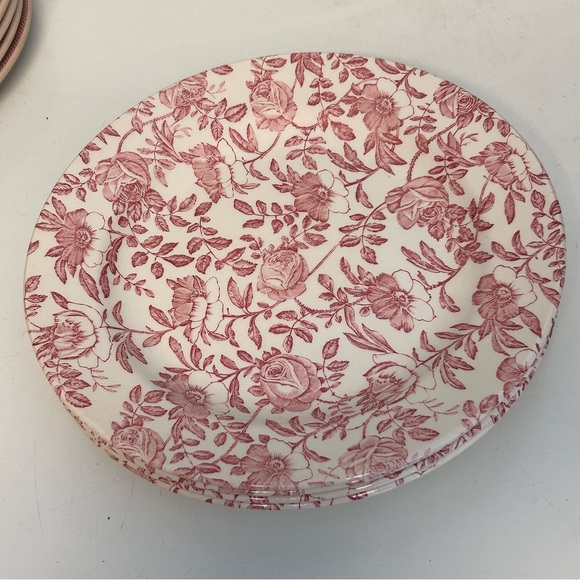 Churchill Pink Peony Rose Dinner Plates